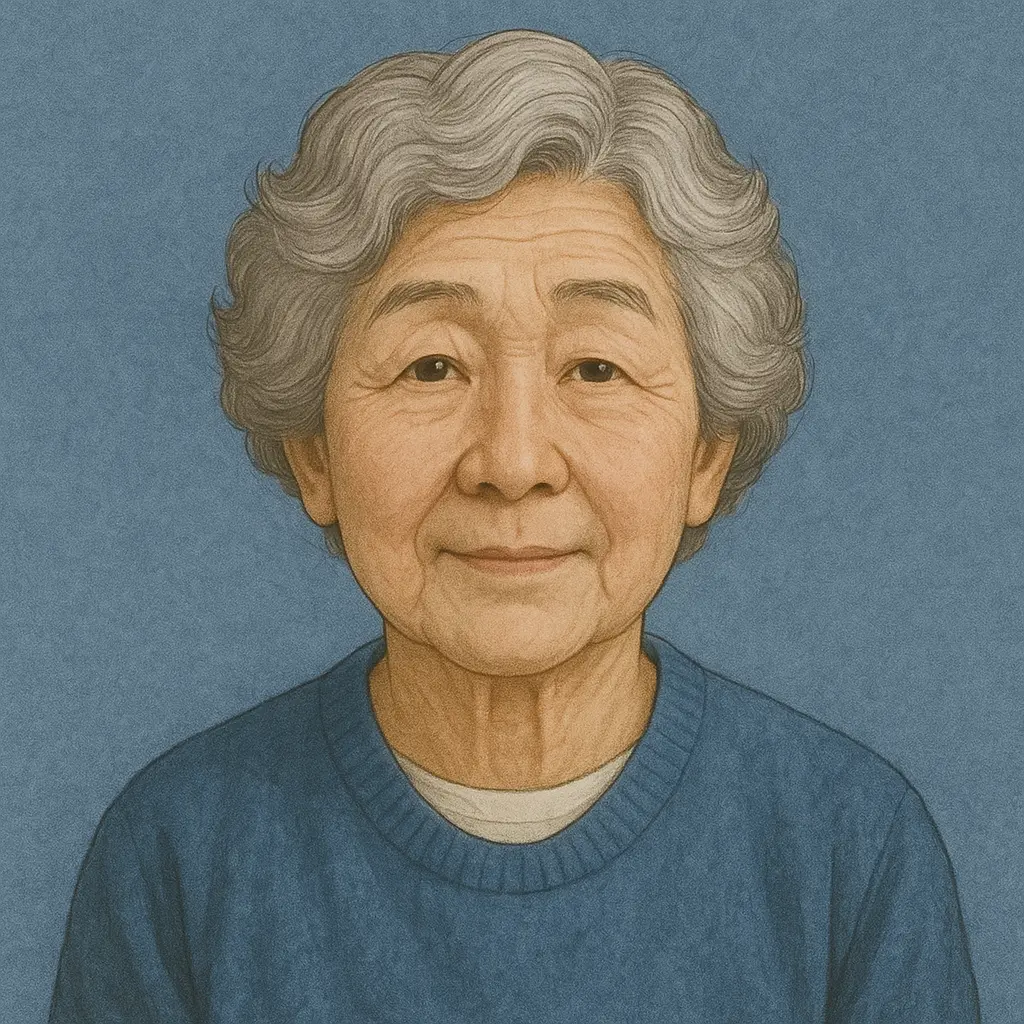 70代女性未亡人のイラスト